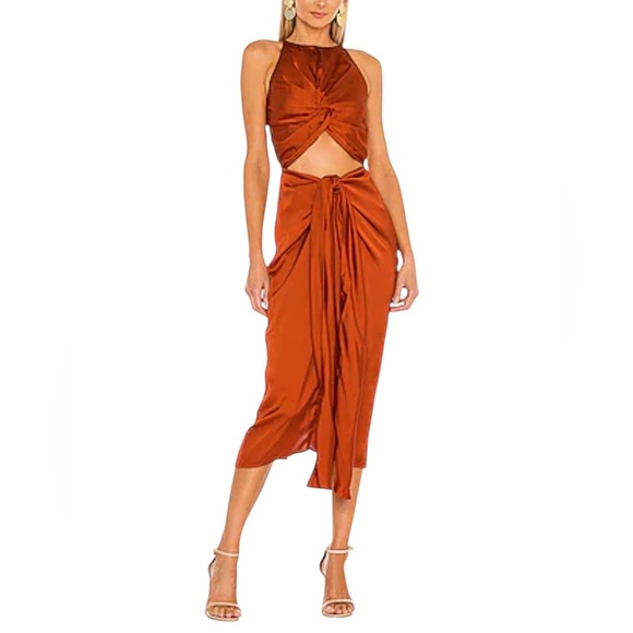 Andrea Iyamah Reni Twisted Midi Dress - Picture 1 of 7